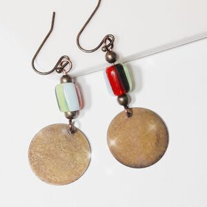 Earrings  03L# Red White Green earrings Bronze dangle earrings bohemian glass bo